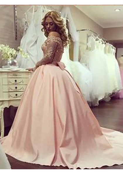 peach ball gown