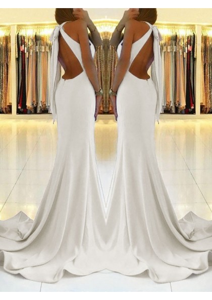 white halter formal dress