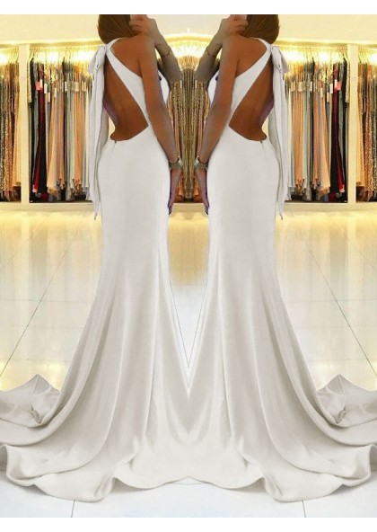 white halter formal dress