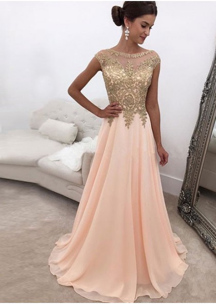 peach gold dress