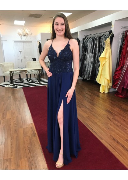 cheap navy prom dresses