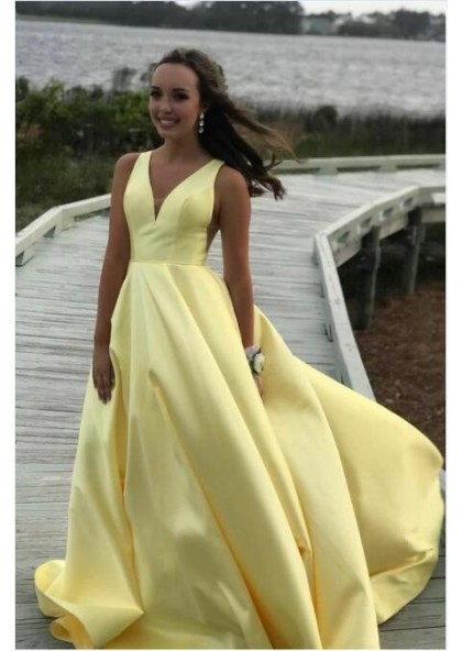 light yellow satin dress