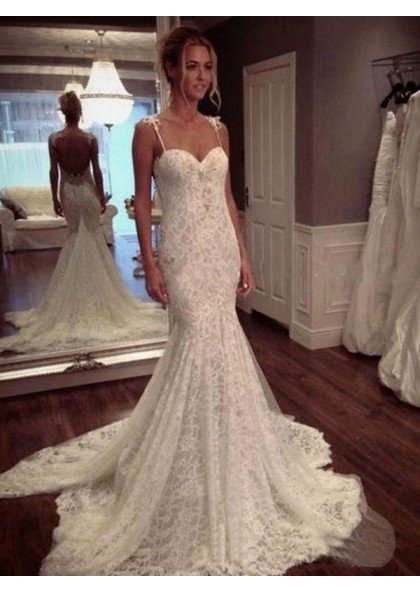 backless fishtail wedding dress