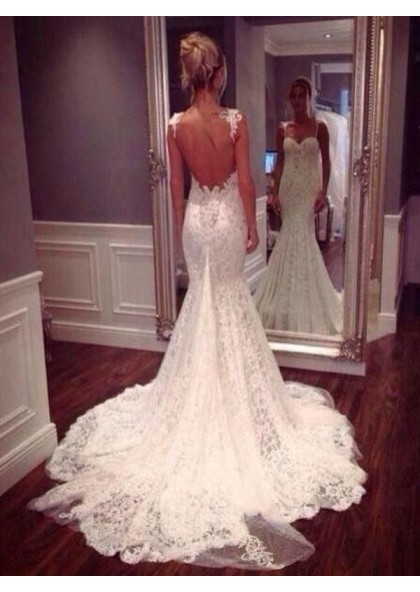 backless fishtail wedding dress