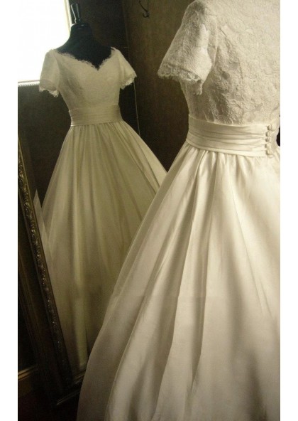 short sleeve satin wedding dresses