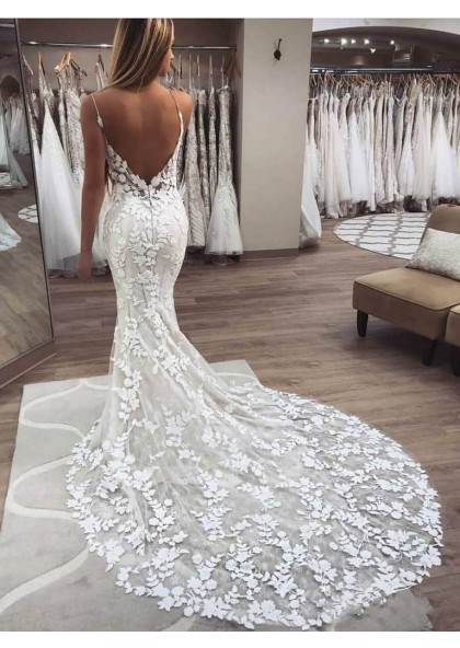 backless lace wedding gown