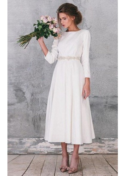 long sleeve short wedding dress