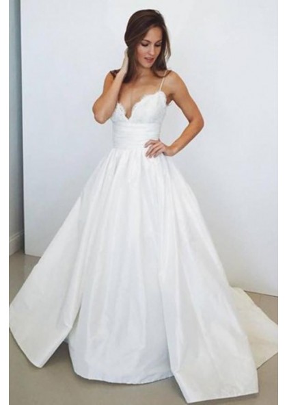 sweetheart spaghetti strap wedding dress