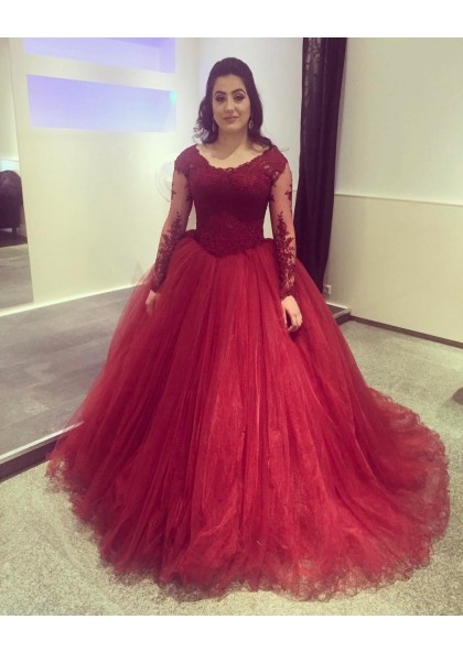long sleeve burgundy quinceanera dresses