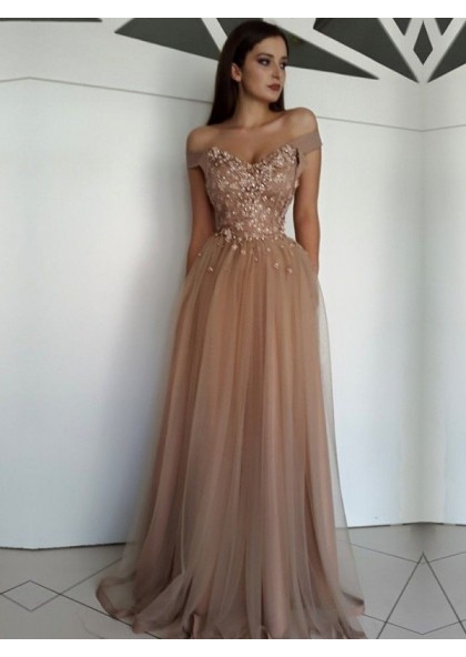 a line princess tulle prom dress