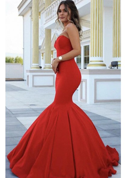 red trumpet prom dress