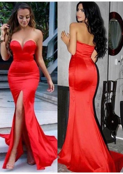 red sweetheart gown