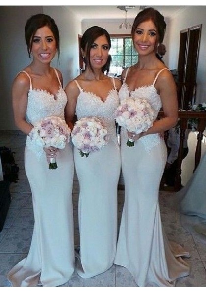 silver lace bridesmaid dresses