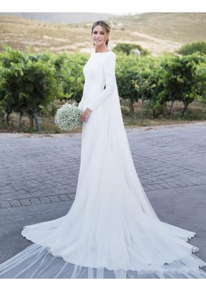 white long sleeve gown