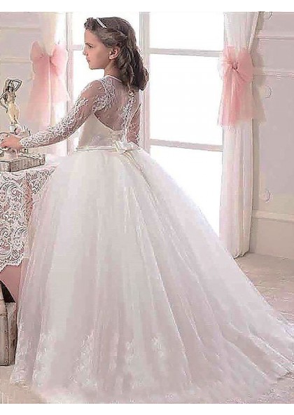 long sleeve lace communion dress