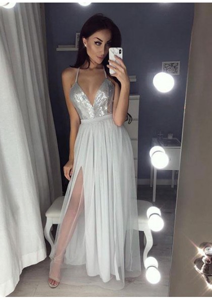 cheap silver formal dresses