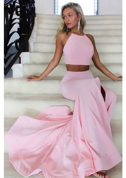 baby pink mermaid prom dress