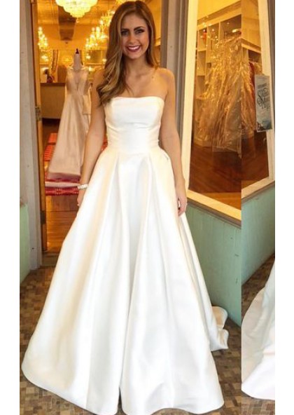 a line strapless wedding dress