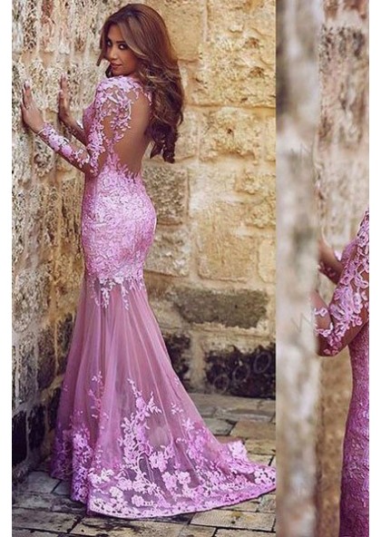 pink mermaid prom dress