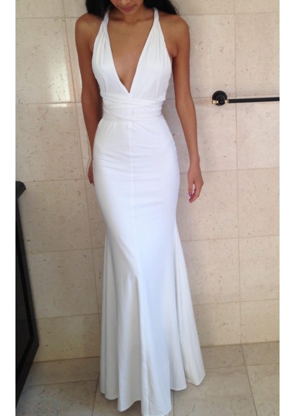 white satin prom dress