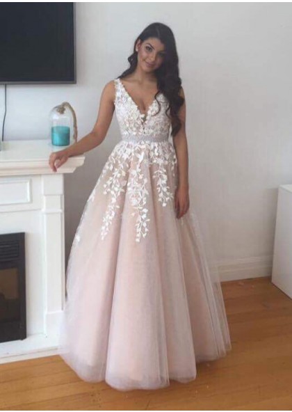 a line princess tulle prom dress