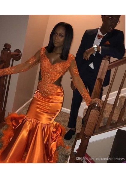 dark orange formal dresses