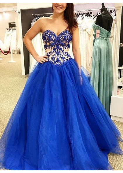 royal blue princess prom dresses