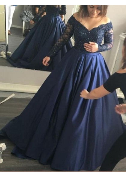 blue ball gown prom dress