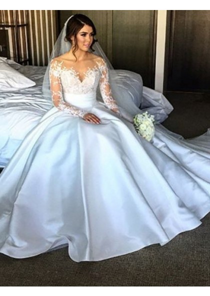 satin sleeve wedding dress